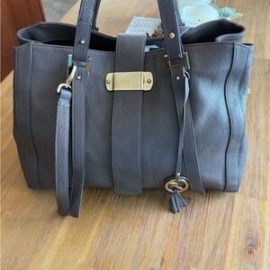 Elegant Taupe Pepbbled Leather Tote Bag by VARRIALE New No Tags